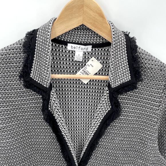 Belford NWT Pima Cotton Tweed 2 Button Jacket Blazer with Fringe #204350 // M - Picture 3 of 13